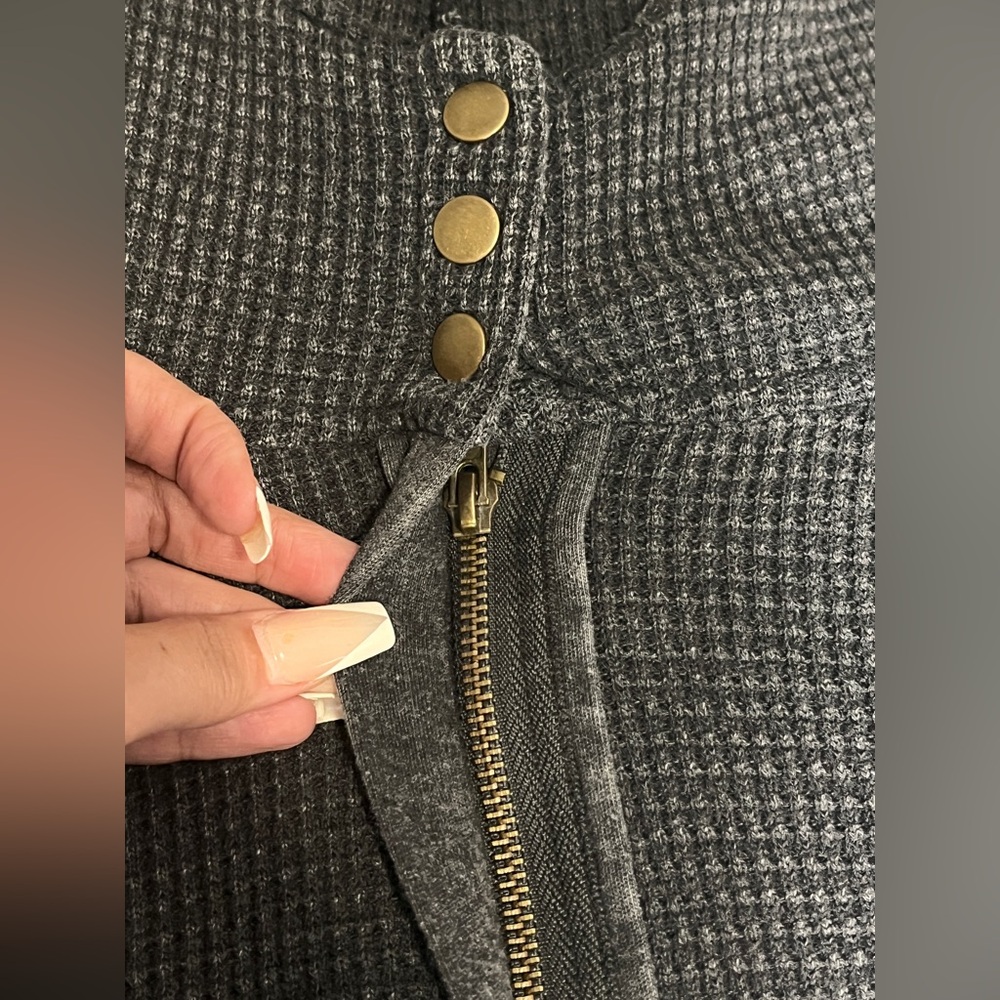 Hard Tail Forever Charcoal Waffle Knit Hoodie Large - Picture 7 of 12
